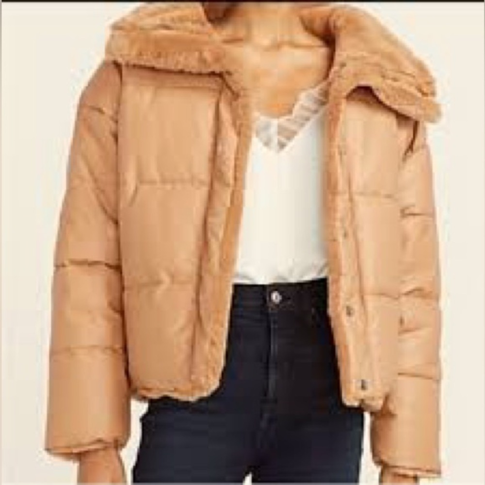 NWOT Express Reversible Vegan Leather and Faux Fur Puffer Coat, Size M